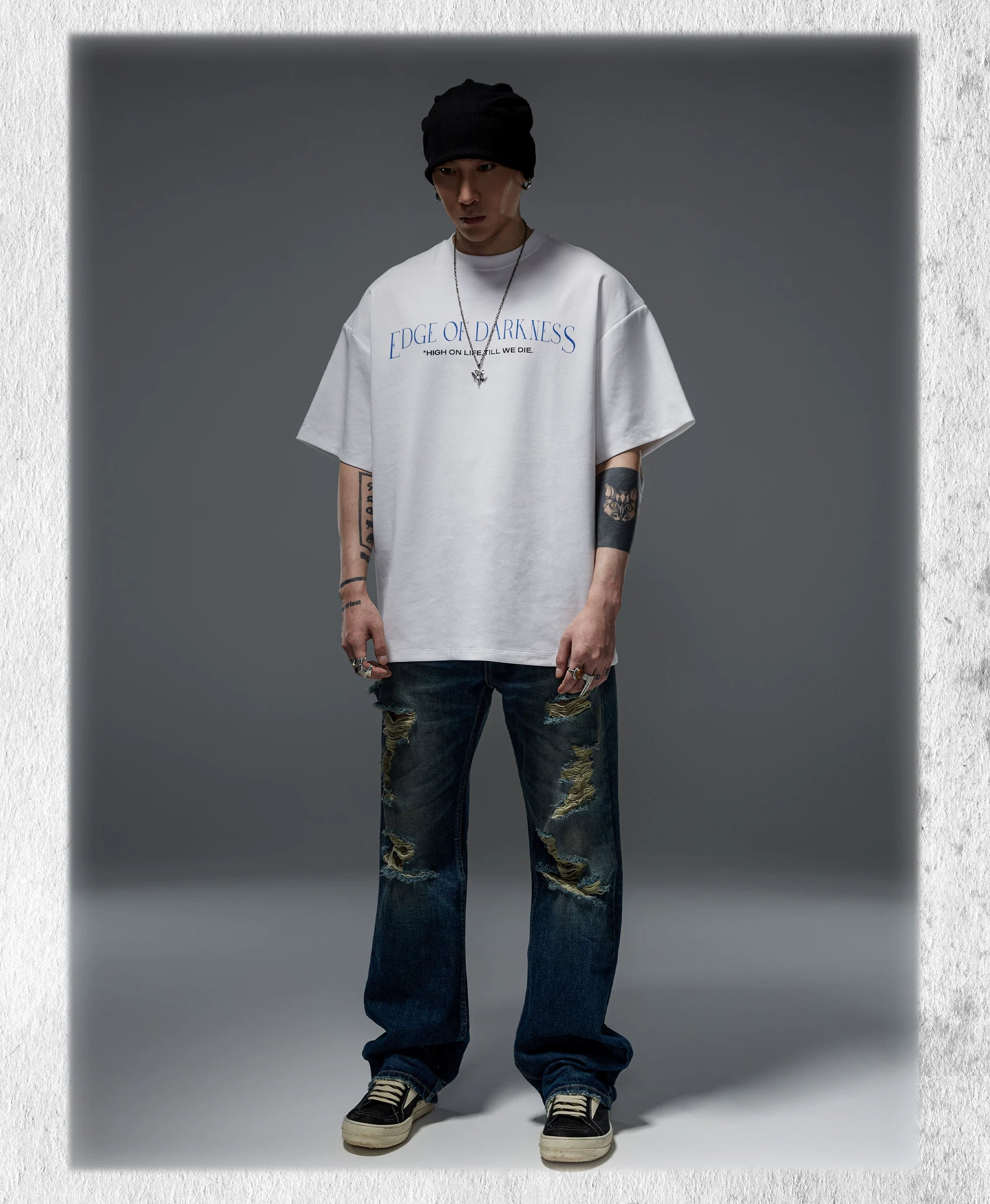 Men's Solid Loose Heavy Cotton Tees