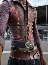 Vintage Purple Horsehair Leather Belt