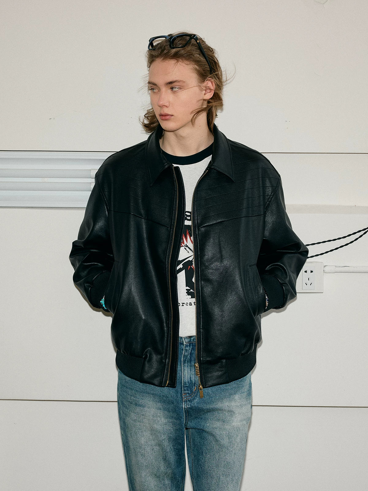 Vintage Matte Drop Shoulder PU Jacket