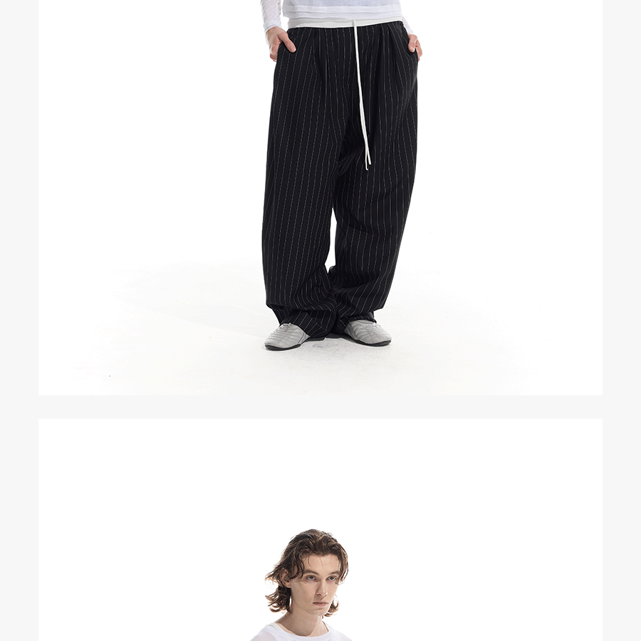 Striped Drawstring Elastic Casual Pants
