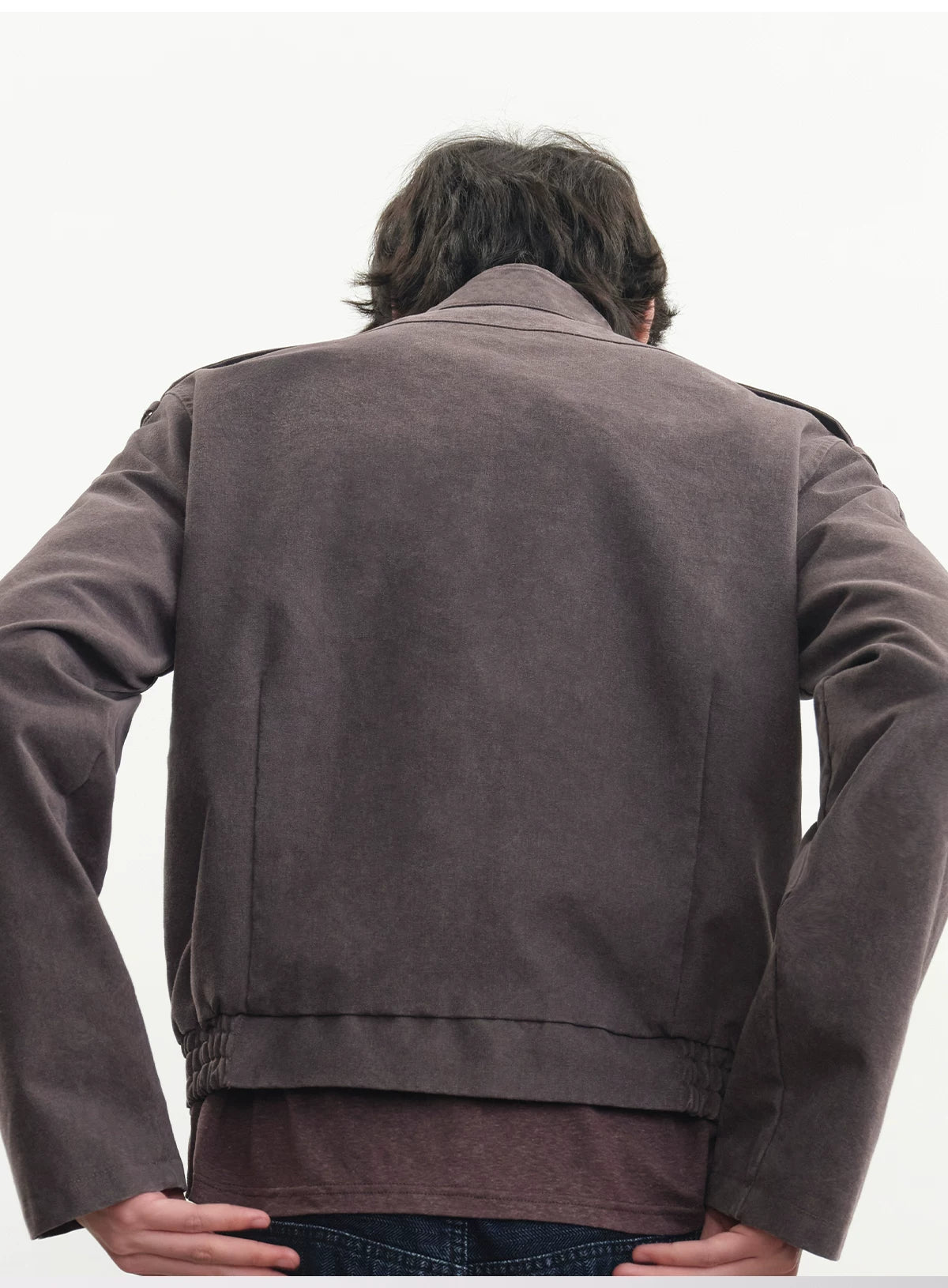 Frost Purple Washed-Brushed Multi-pocket Work Jacket