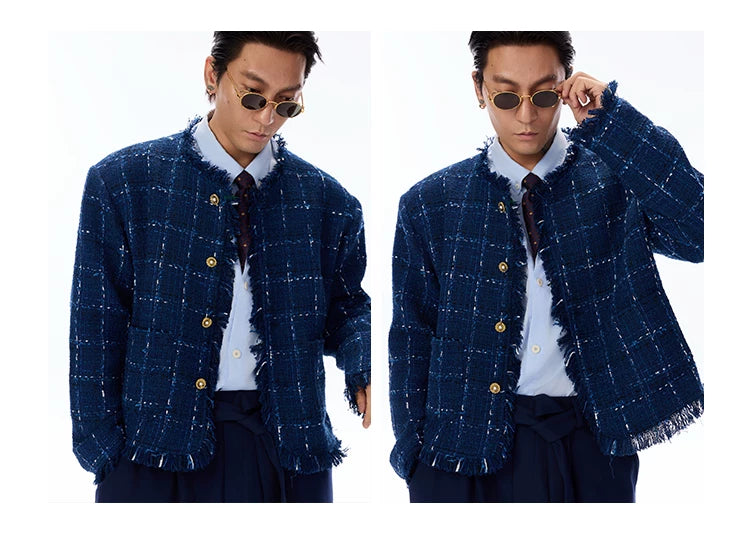 Elegant Retro Plaid Boxy Tweed Jacket