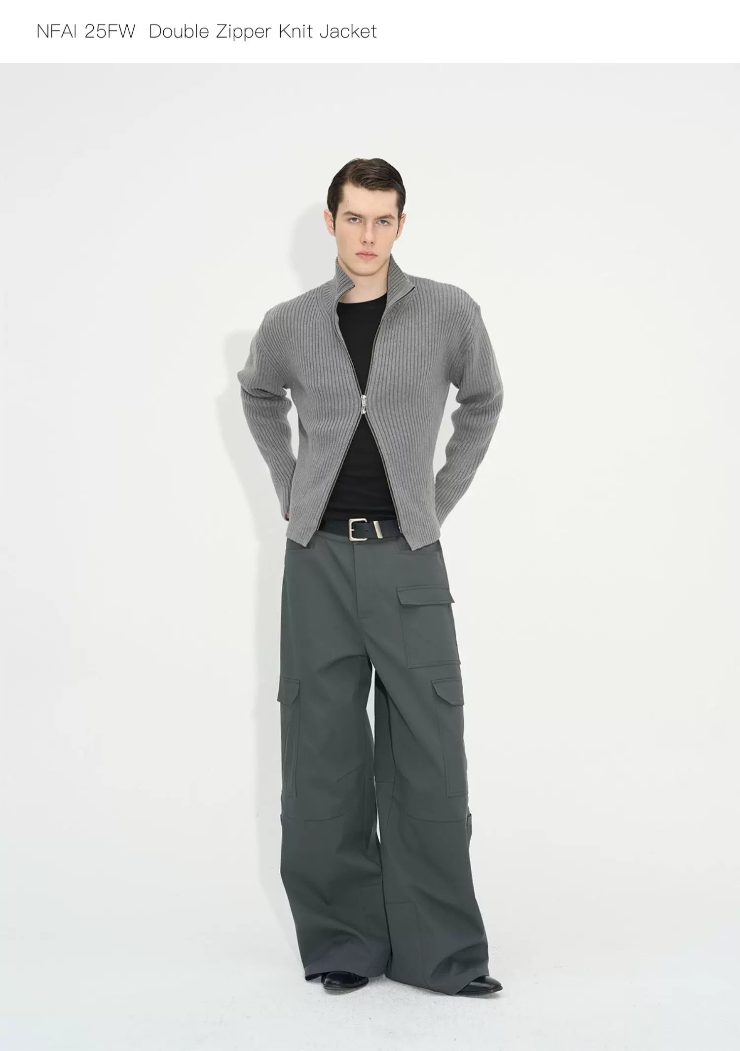 Double Zipper Thick Wool Knitted Jacket