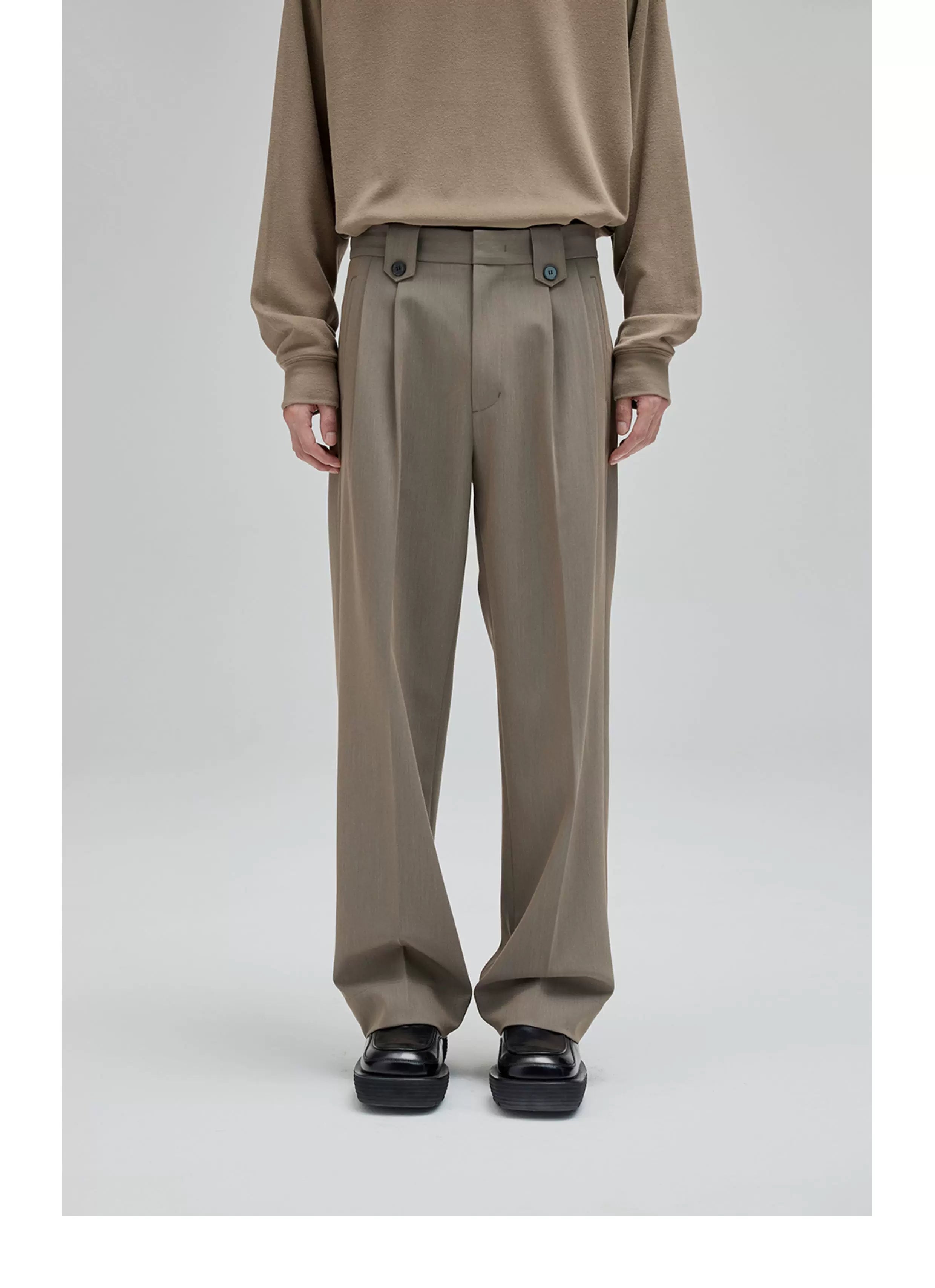 Vintage Pleated Wide Waist Casual Pants