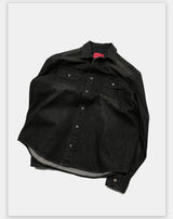 Washed Distressed Patchwork Denim Shirt Jacket