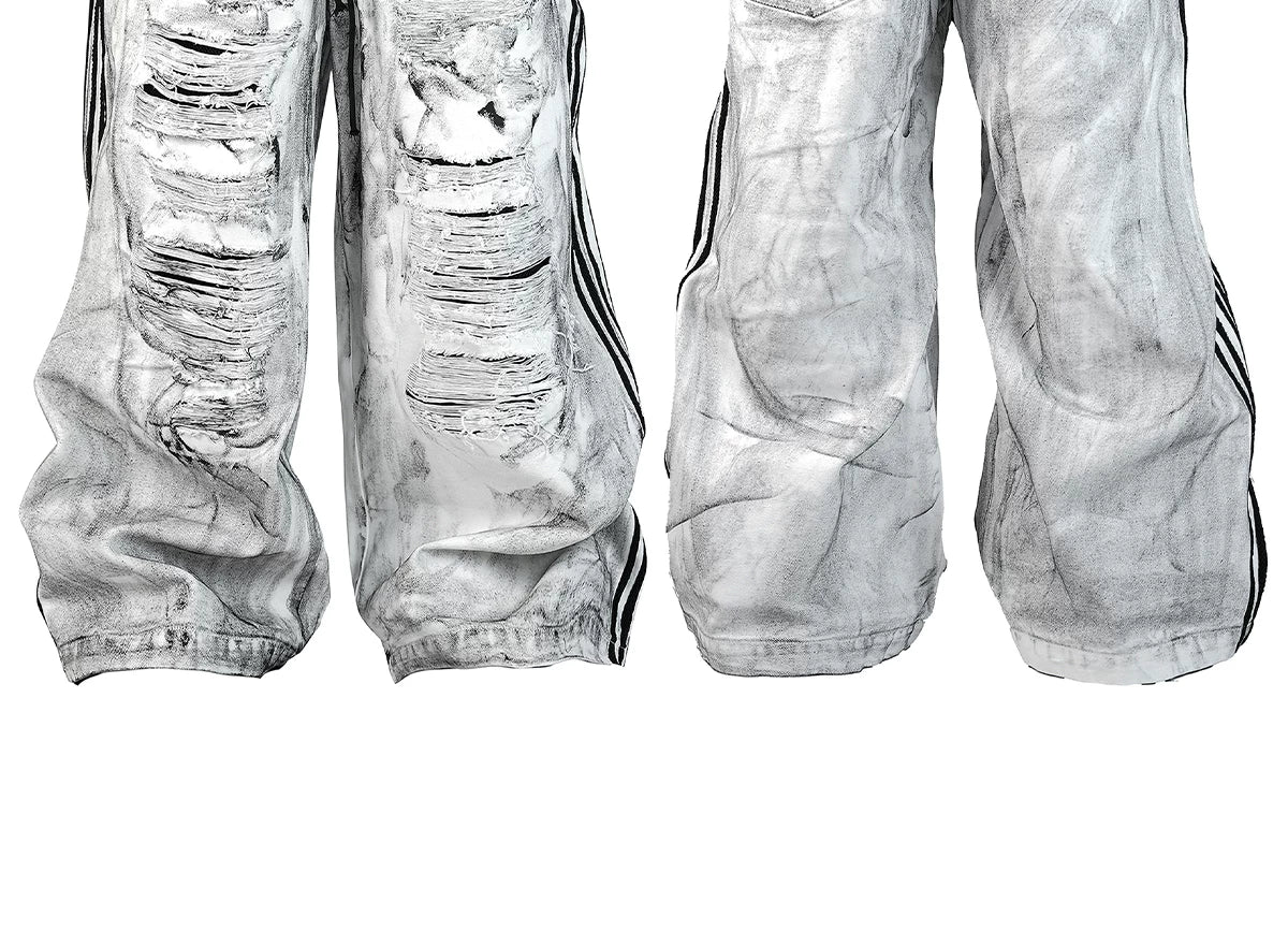 Wide Leg Two-In-One White Canvas Pants
