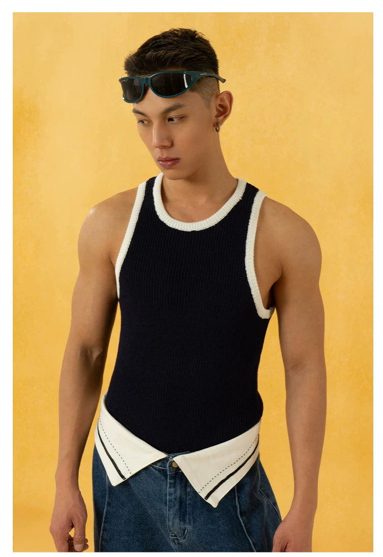 Men's Color Block Rib Knit Vest