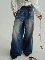 Icy Blue Vintage Coated Baggy Jeans