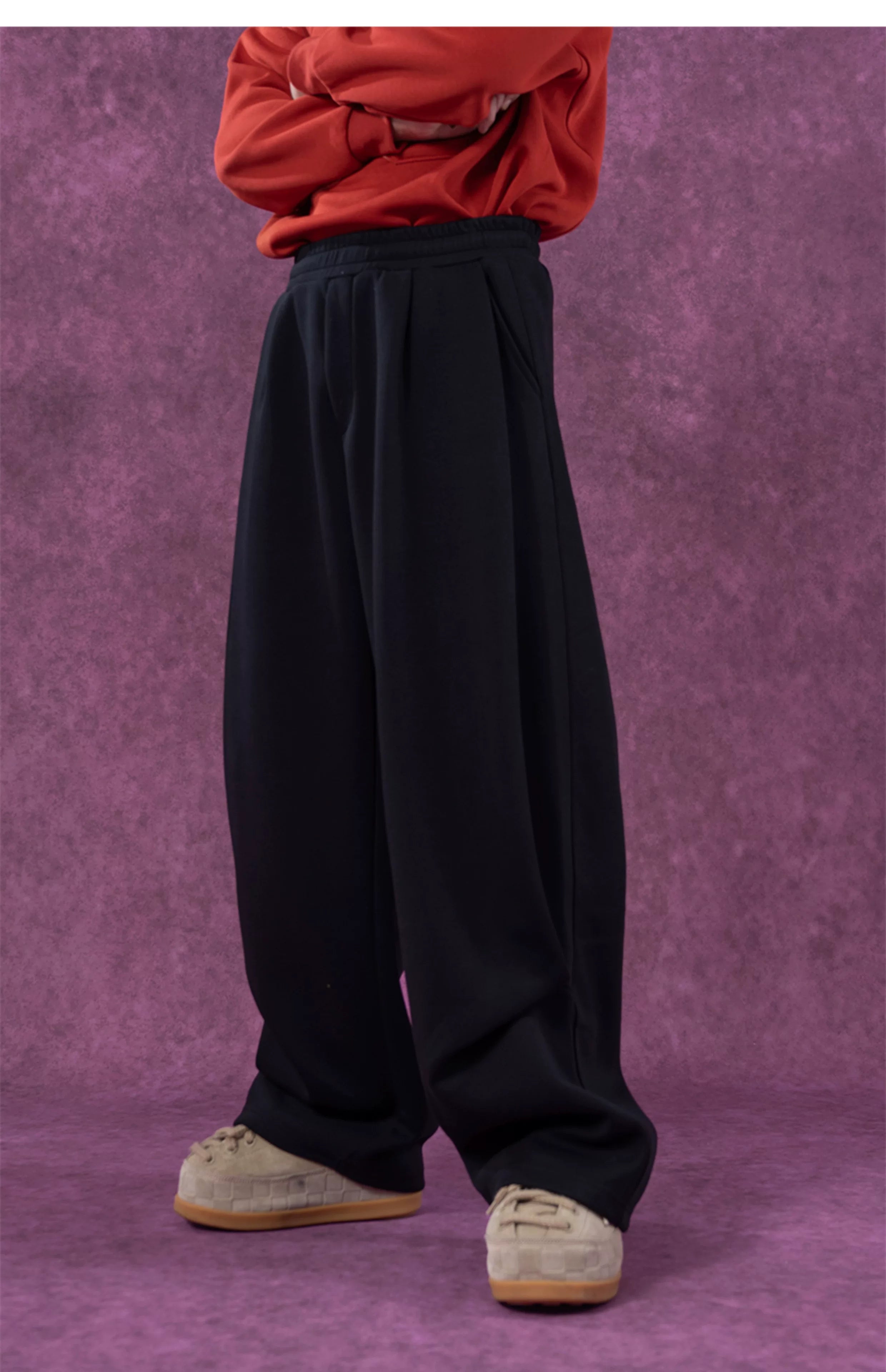 Gray Black Elastic Waist Sweatpants