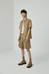 Draped Drawstring Elastic Waist Pleated Shorts