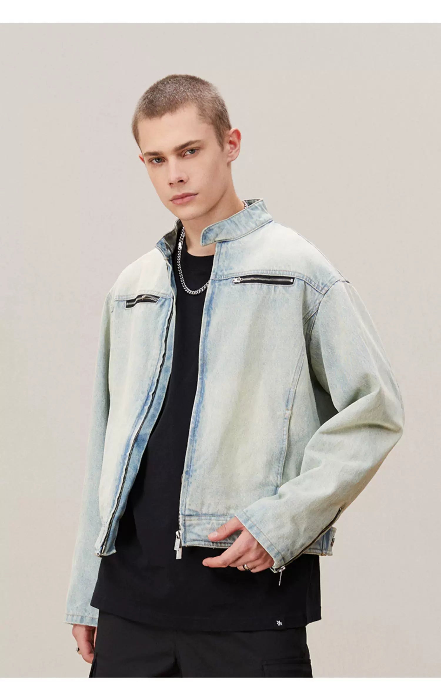 Yellow Mud Washed Denim Harrington Jacket