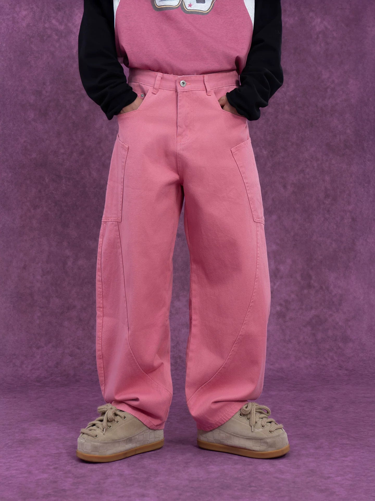 Men's Loose Pink Cargo Jeans