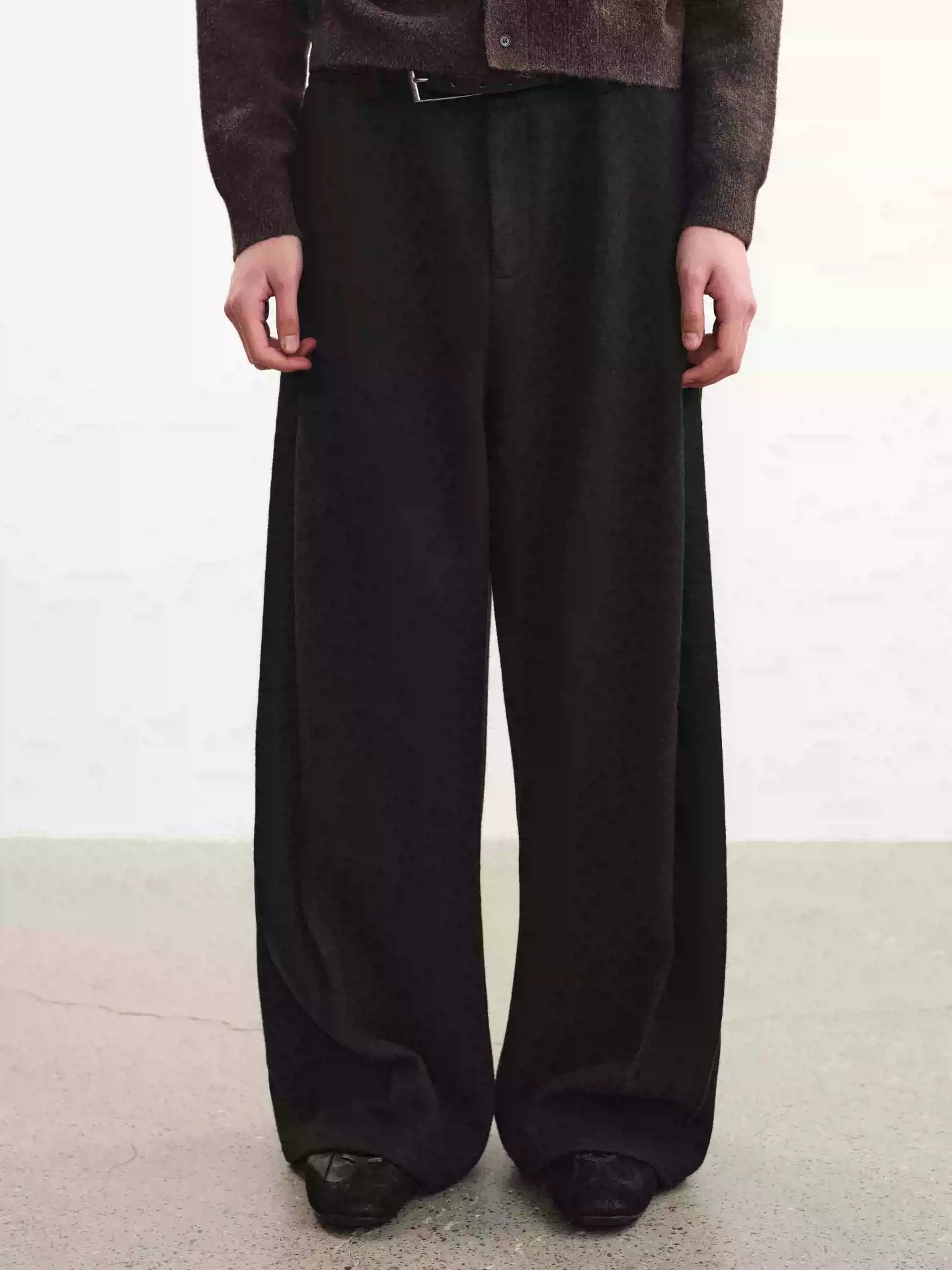 Loose Pleated Wool Pants