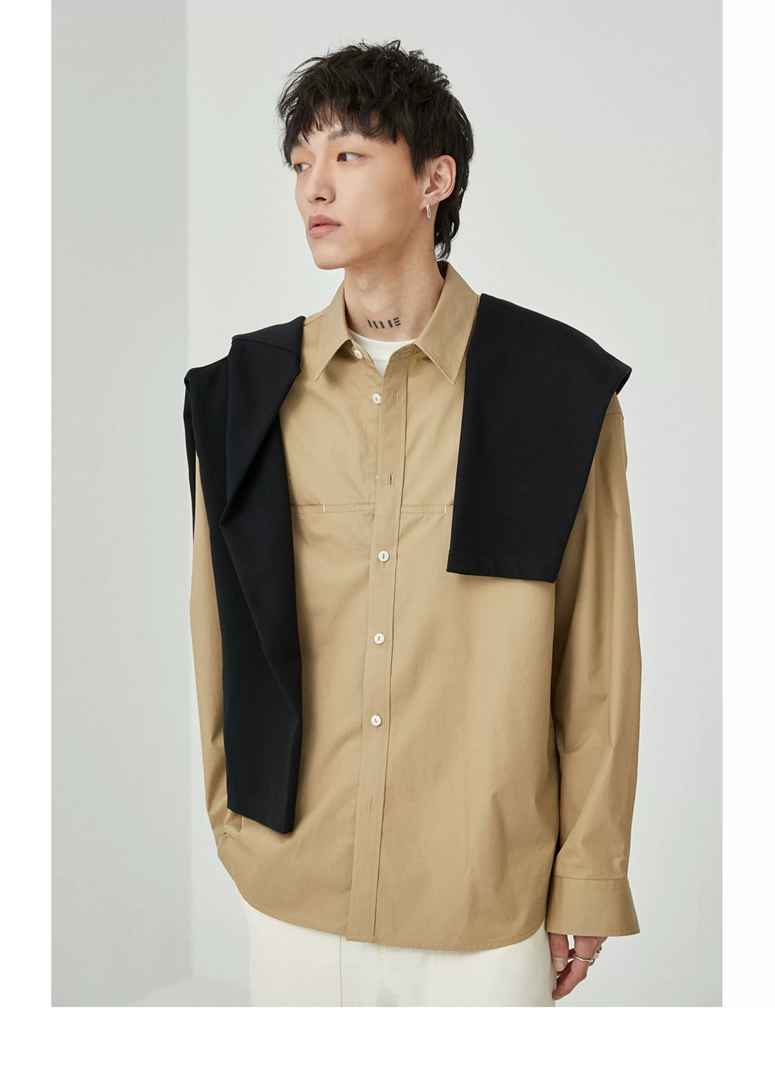 Split Pocket Basic Cotton Shirt
