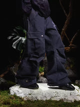Three-Color Ring-Cut Cargo Pants