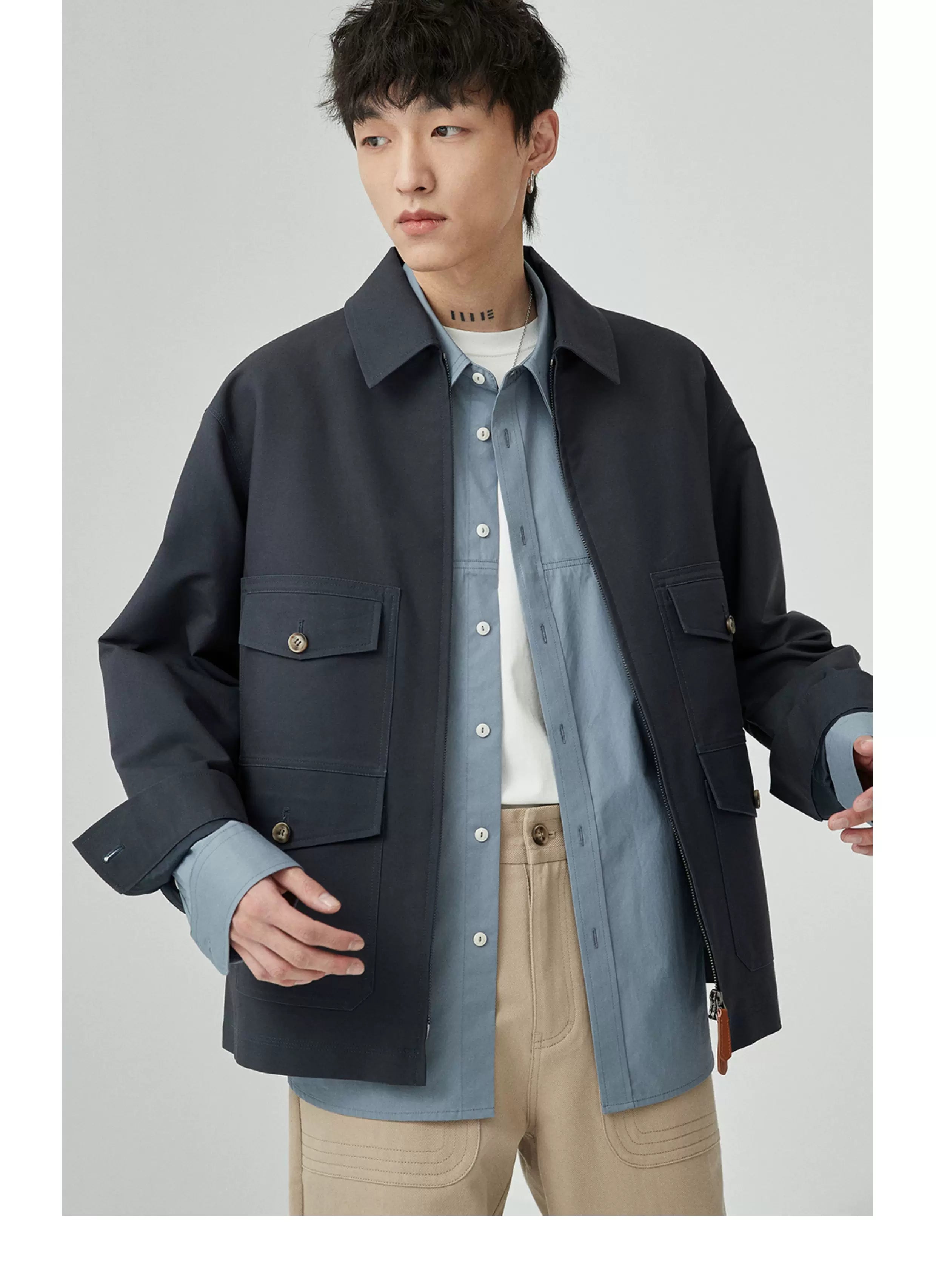 Split Pocket Basic Cotton Shirt