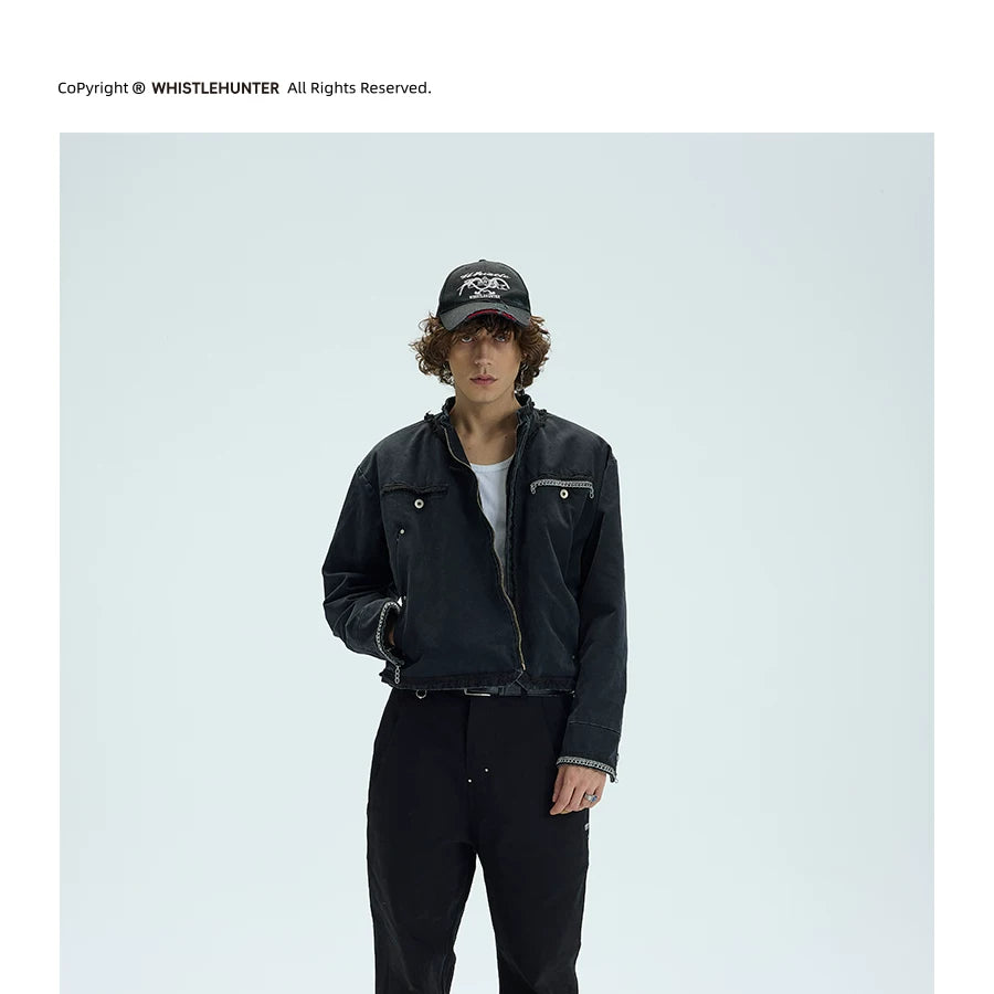 Chained Short Mock Neck Puffer Coat