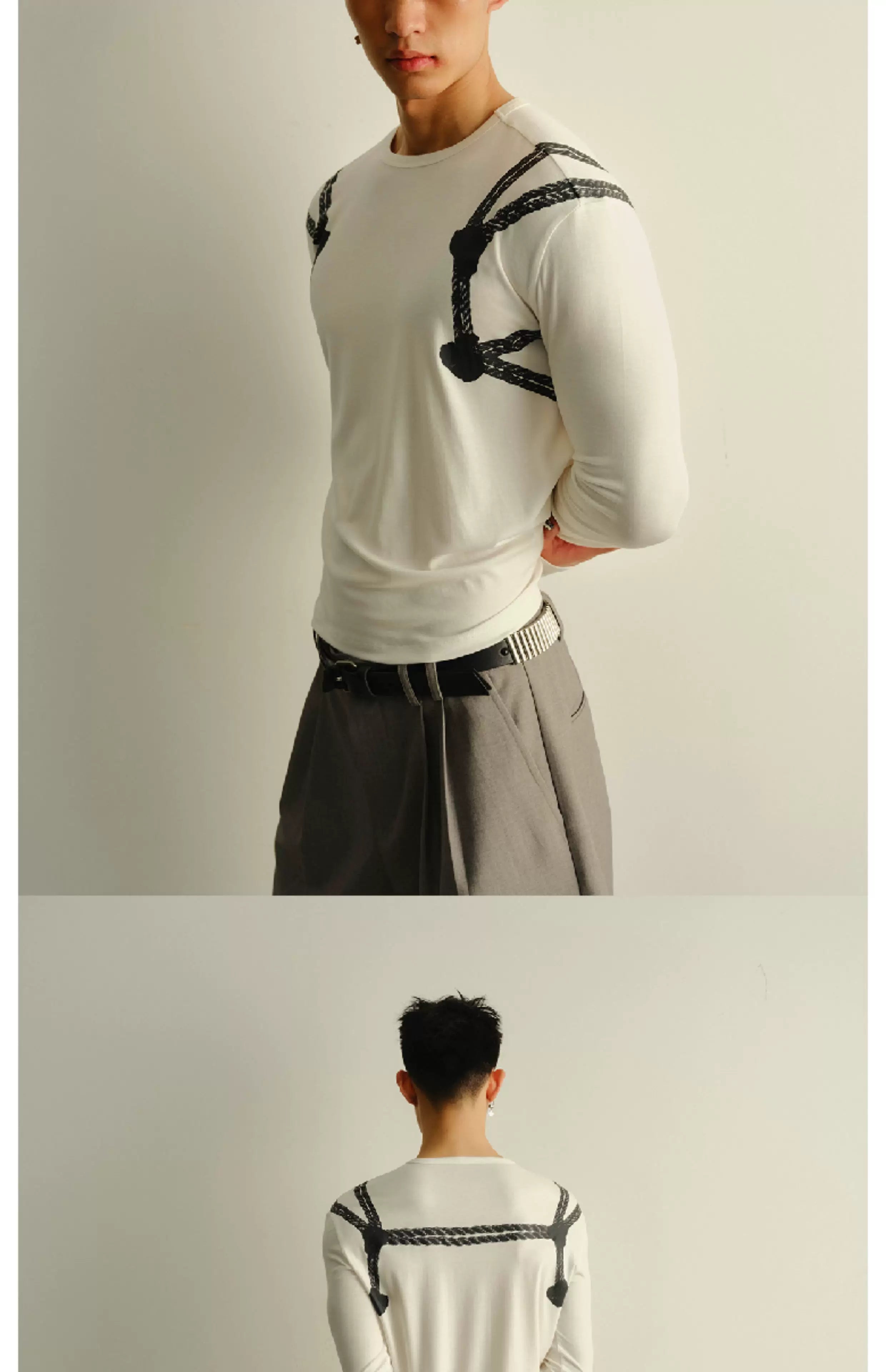 Lightweight Slim Rope Print Lyocell Top
