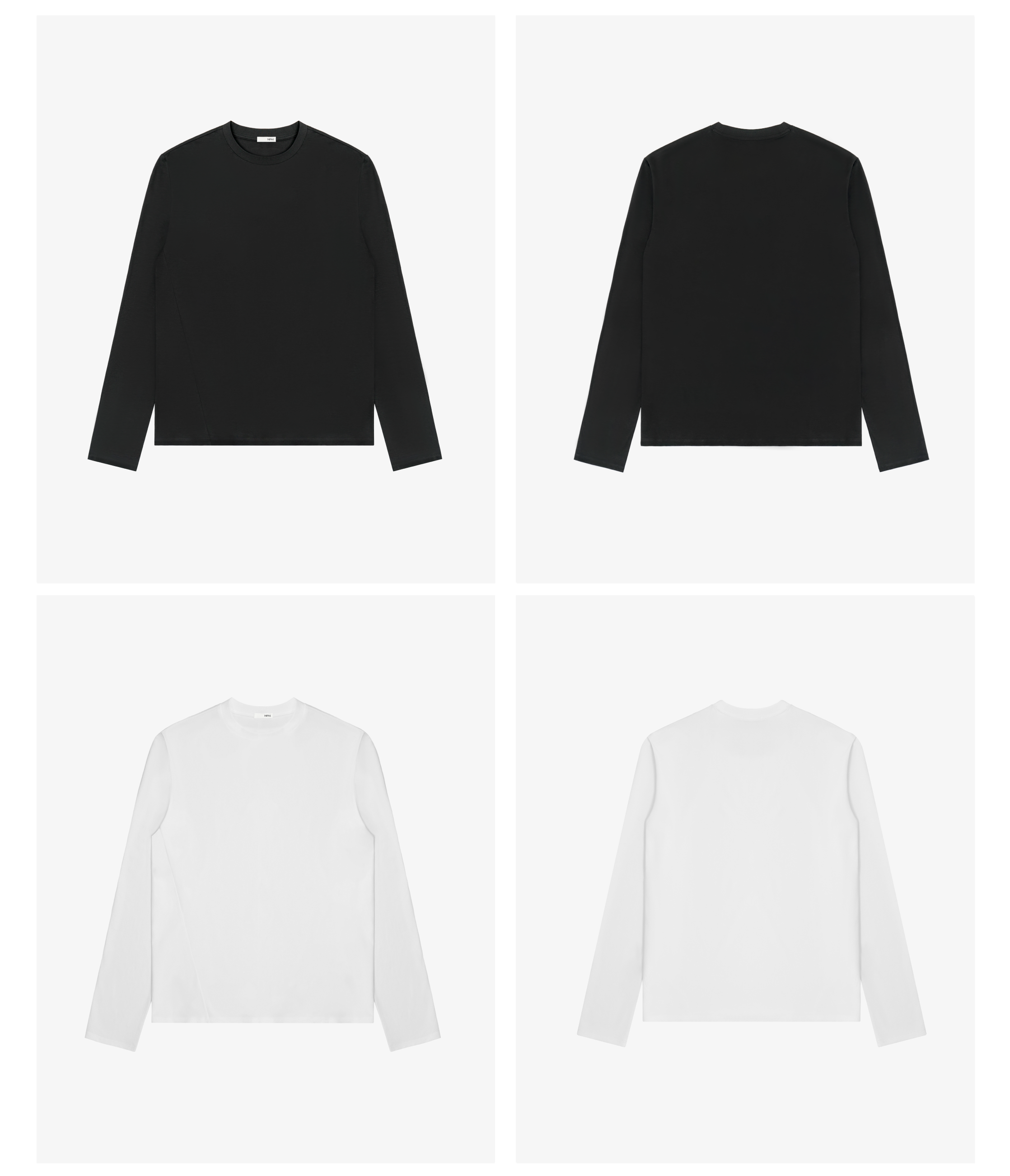 Long Sleeve Straight Shoulder Satin Tees