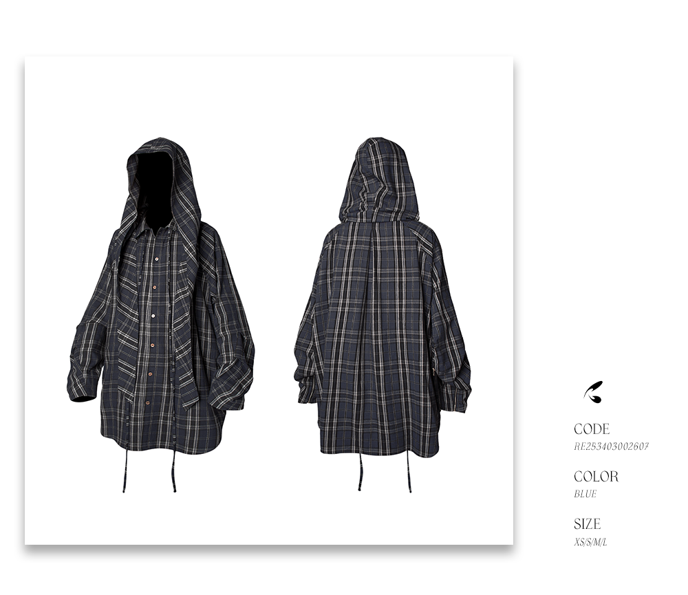 Dual Style Mid-Length Plaid Shirt Smock