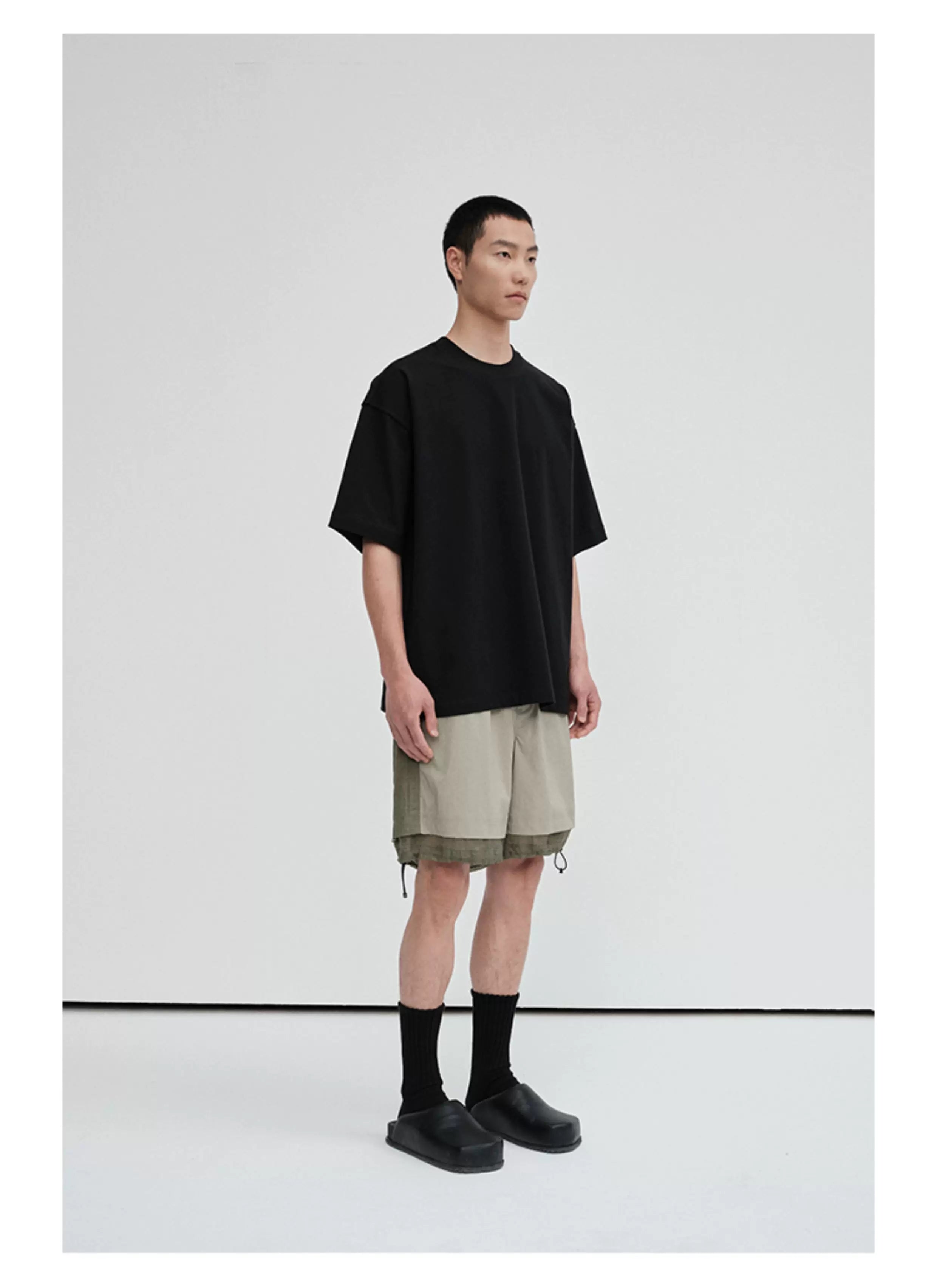 Crew Neck Raw Hem Short-Sleeve Tees