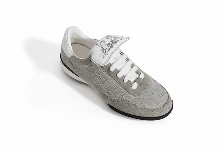 Gray Horsehair Platform Sneakers