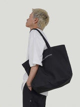 Embroidered Metal Logo Nylon Tote Bag