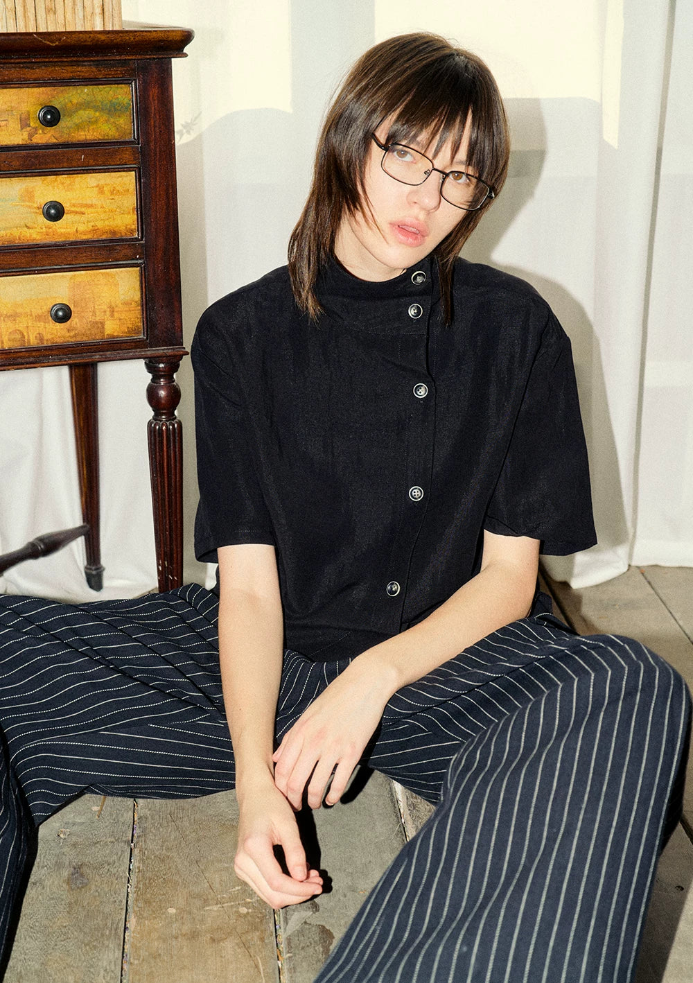 Linen Lyocell Short-Sleeve Shirt