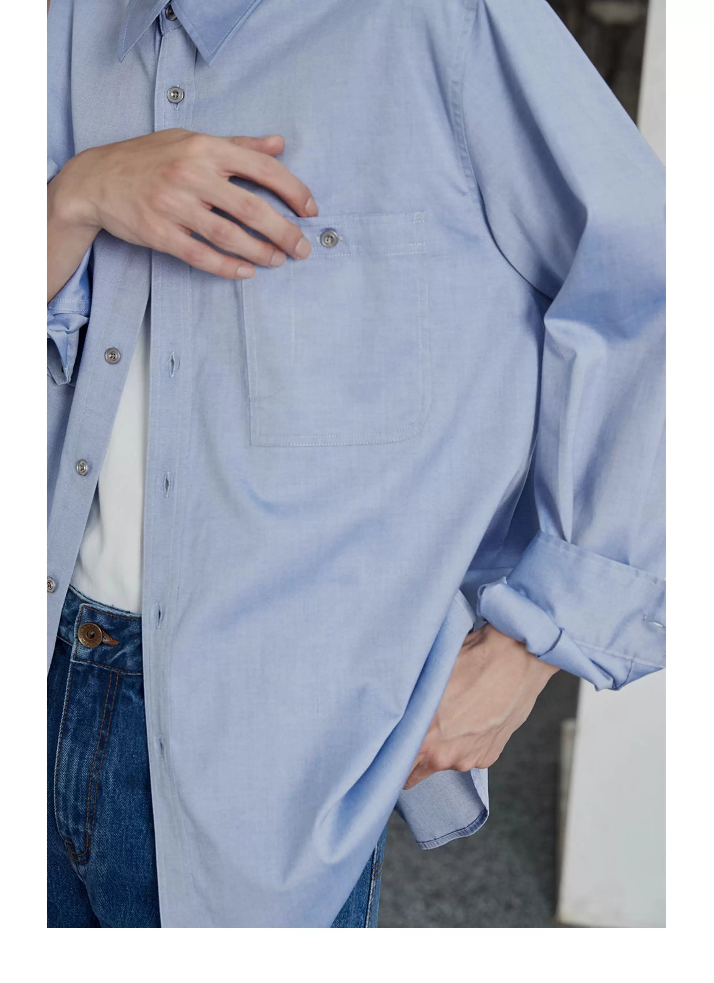 80s Cotton Oxford Asymmetric Pocket Shirt