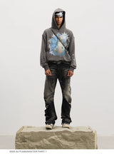 Curved Leg Stretchy Washed Distressed Jeans