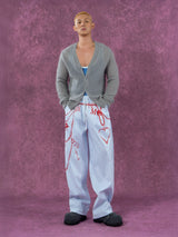 Men's White Striped Chain Print Pants