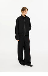 Oil-Lined Color Block Straight Equestrian Pants