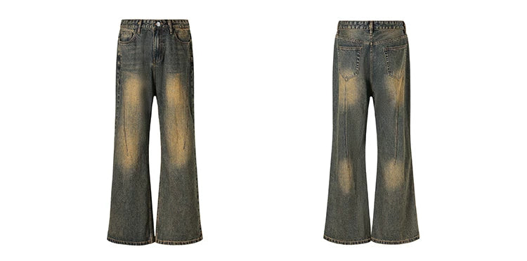 Cleanfit Washed Yellow Slim Flared Jeans