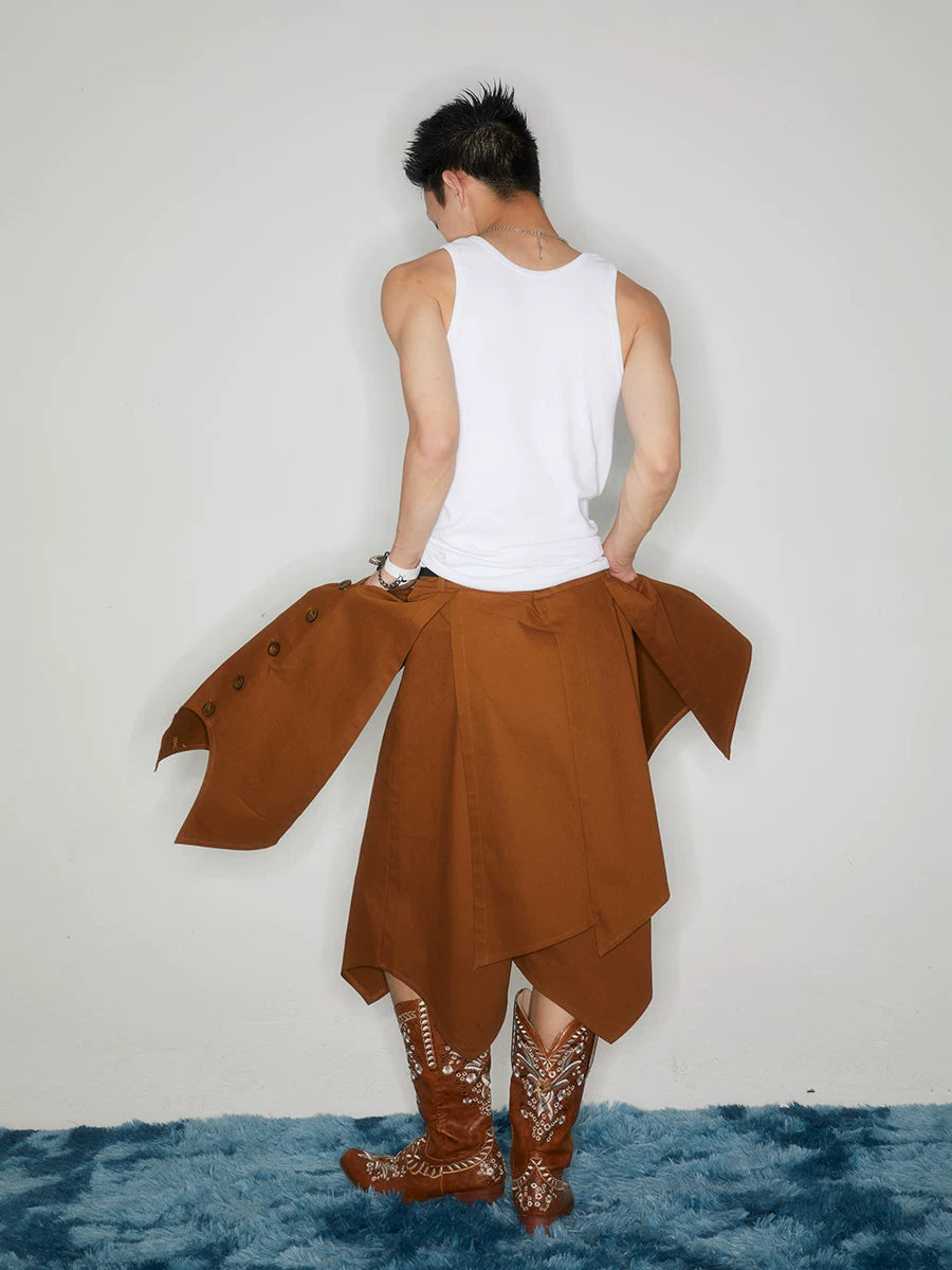 Vintage Y2K Double Layer Button Skort
