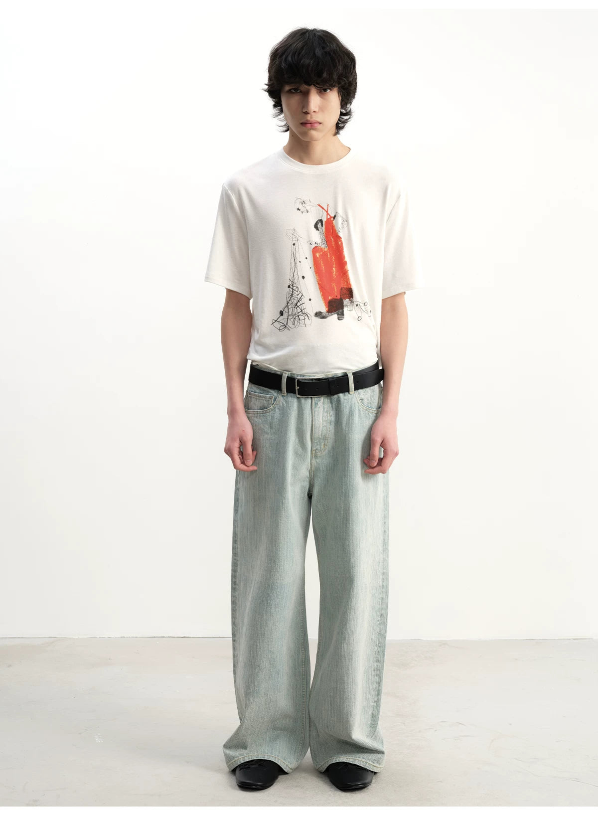 Light Blue Slub Straight Denim Jeans