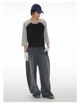 Color Block Raglan Three-Quarter Sleeve Tops
