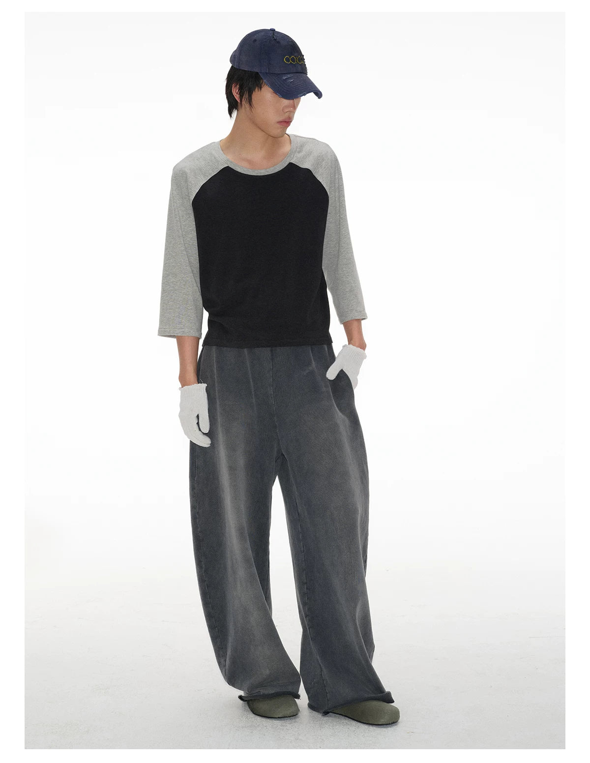 Color Block Raglan Three-Quarter Sleeve Tops