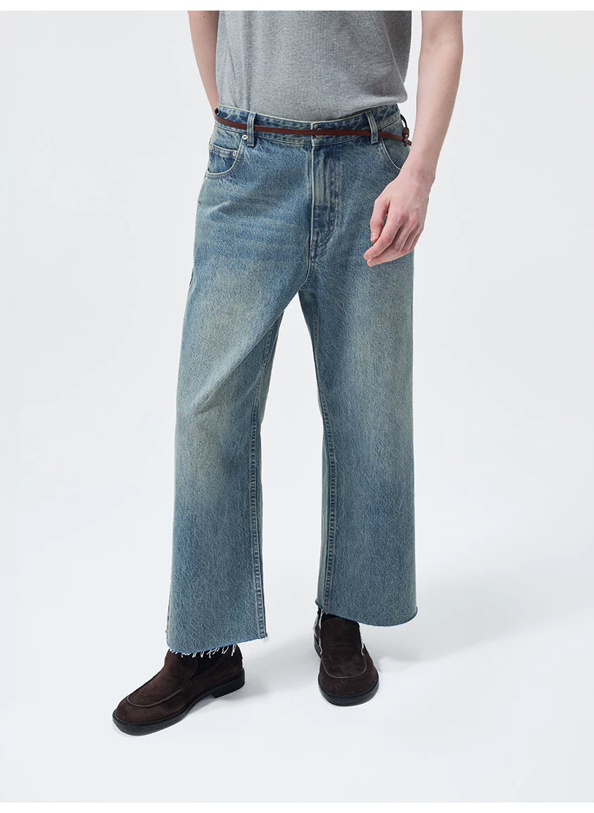 Turkish Washed Frayed Straight Jeans