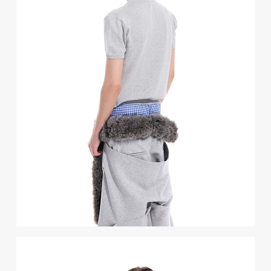 Gray Distressed Jacquard Slim Knit Tee