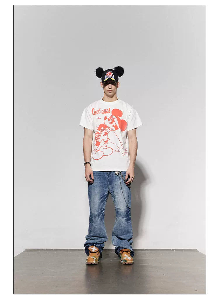 Rhinestone Mickey Print Tees