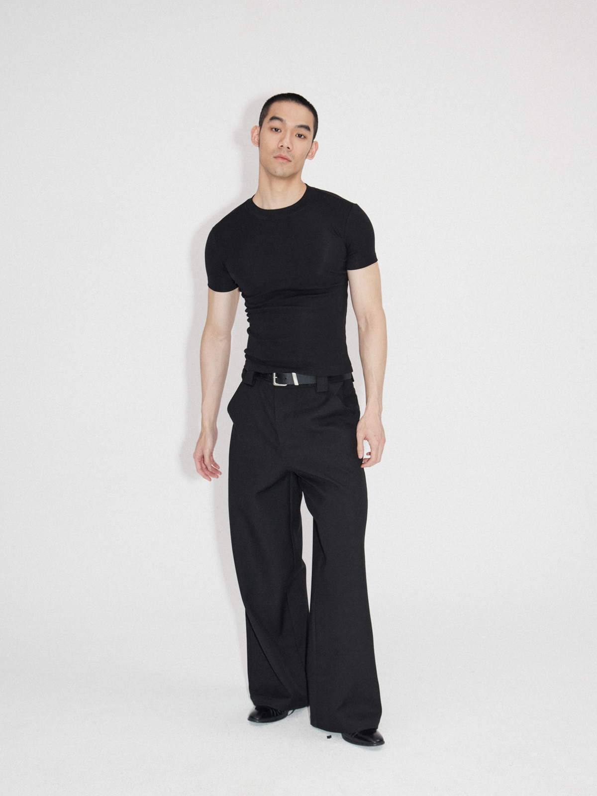 Wrinkle-resistant Wool-like Asymmetrical Cargo Dress Pants