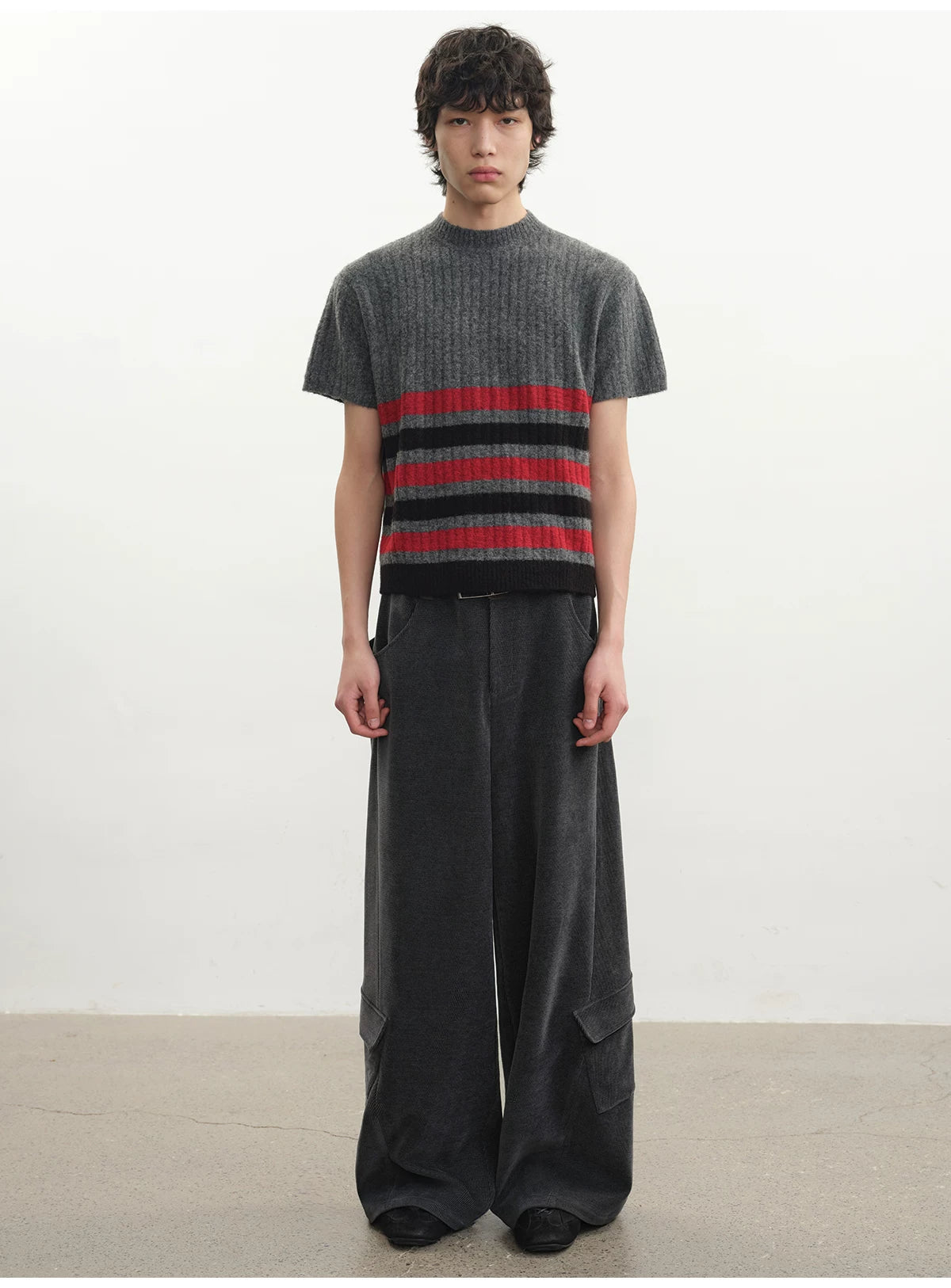 Faded Gray Side Pocket Corduroy Pants