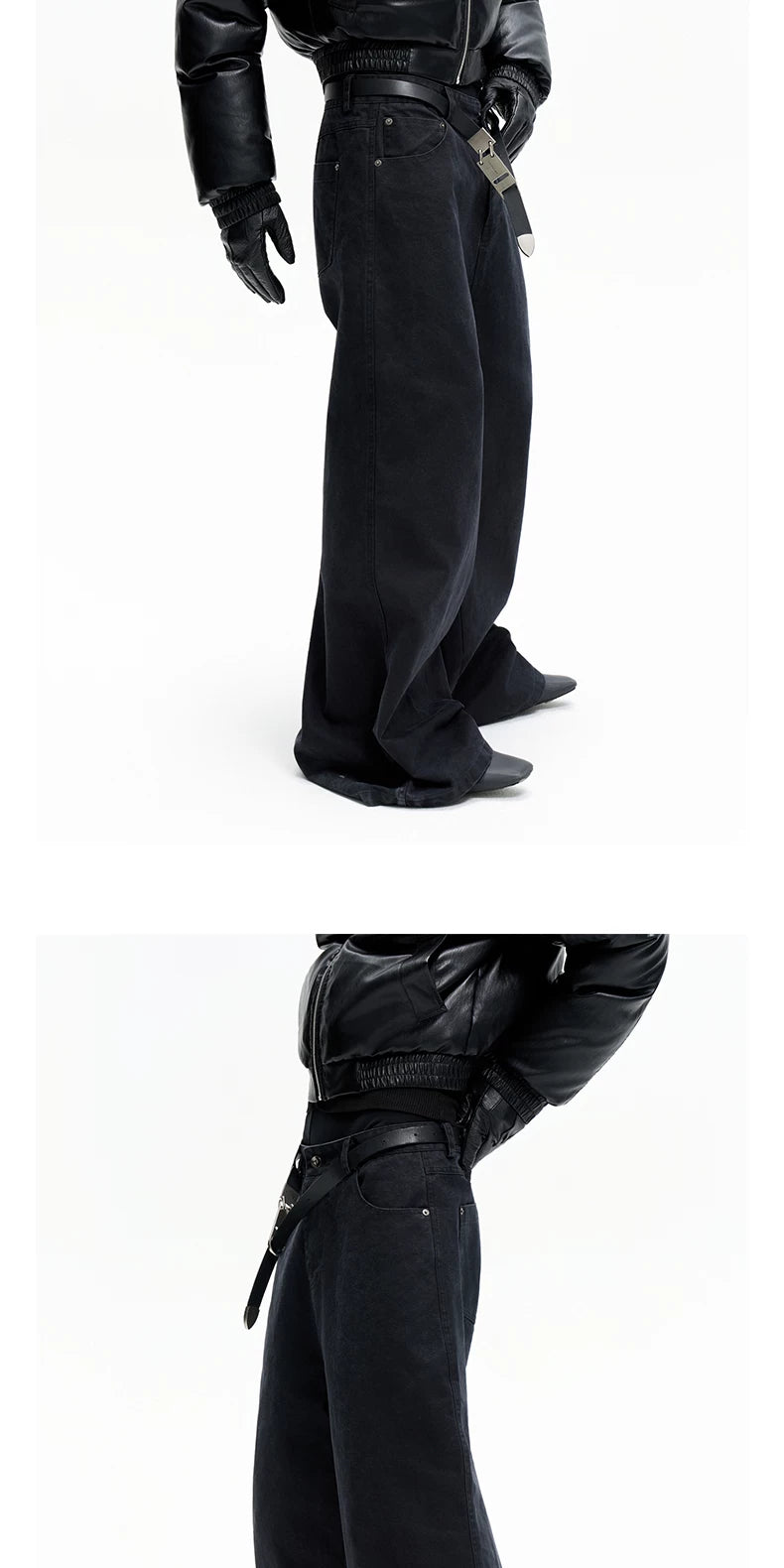 Stone Washed Black Baggy Jeans