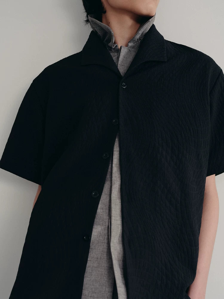 Seagull Collar Leaf Jacquard Shirt