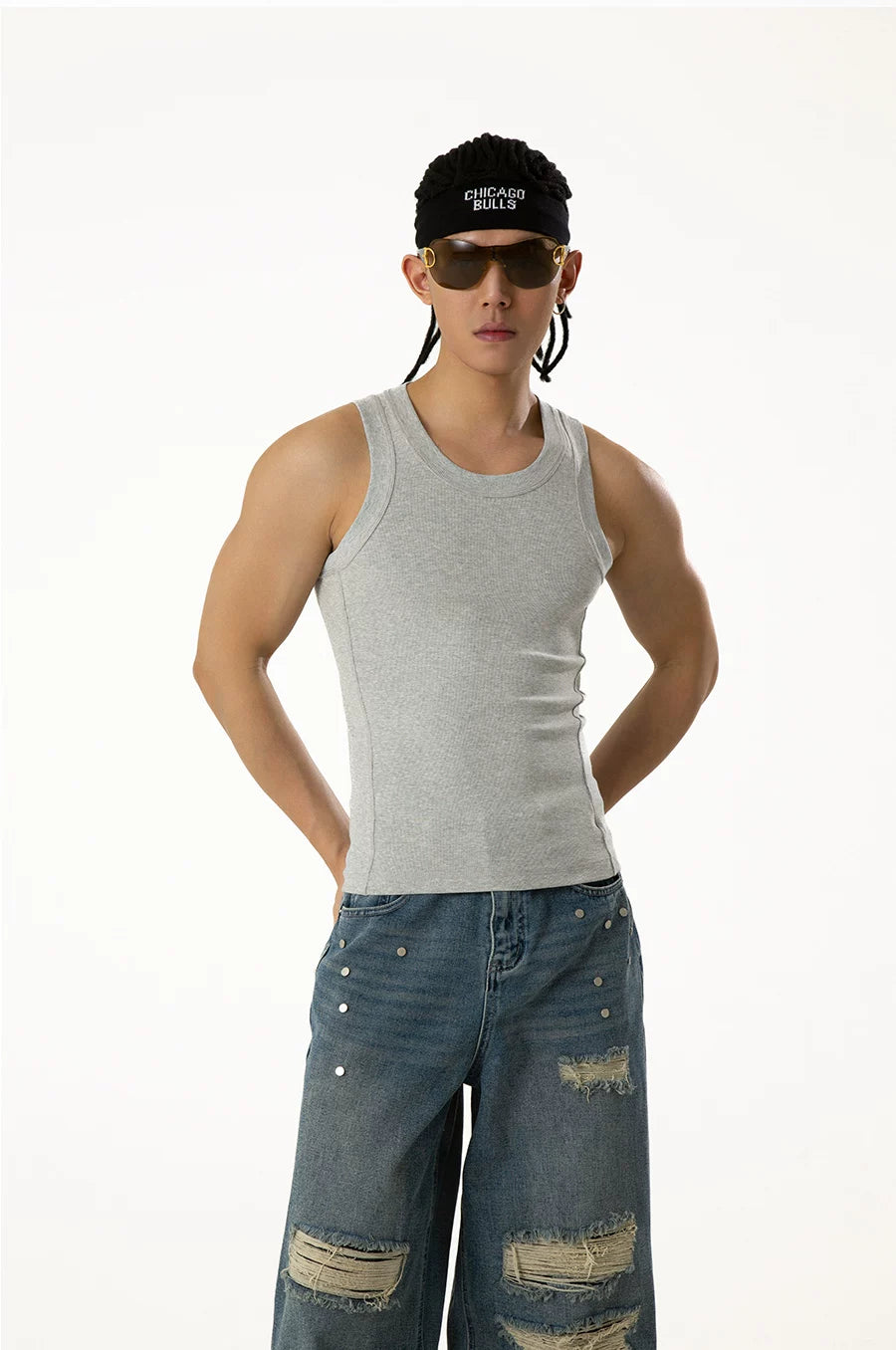 Men's Slim Ribbed Knit Workout Tank