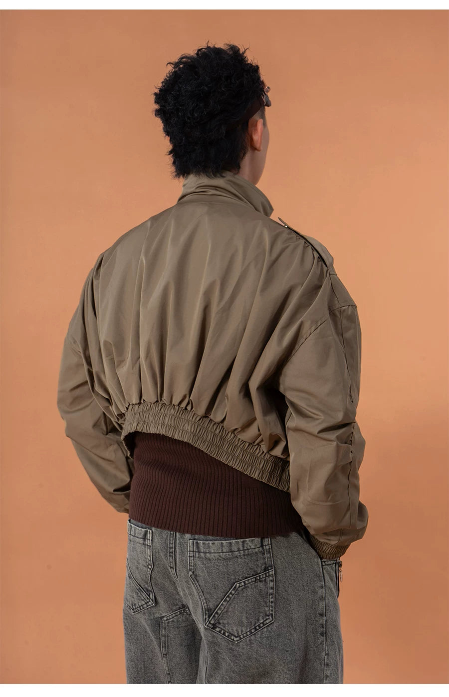 Army Green Unisex Cropped Flight Jacket