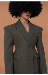 Men's Sage Green Padded Cinched Blazer