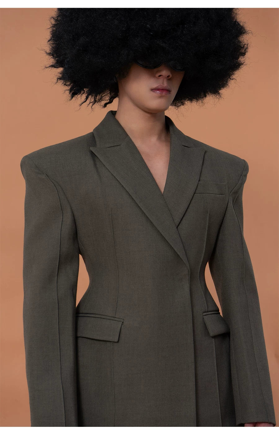 Men's Sage Green Padded Cinched Blazer