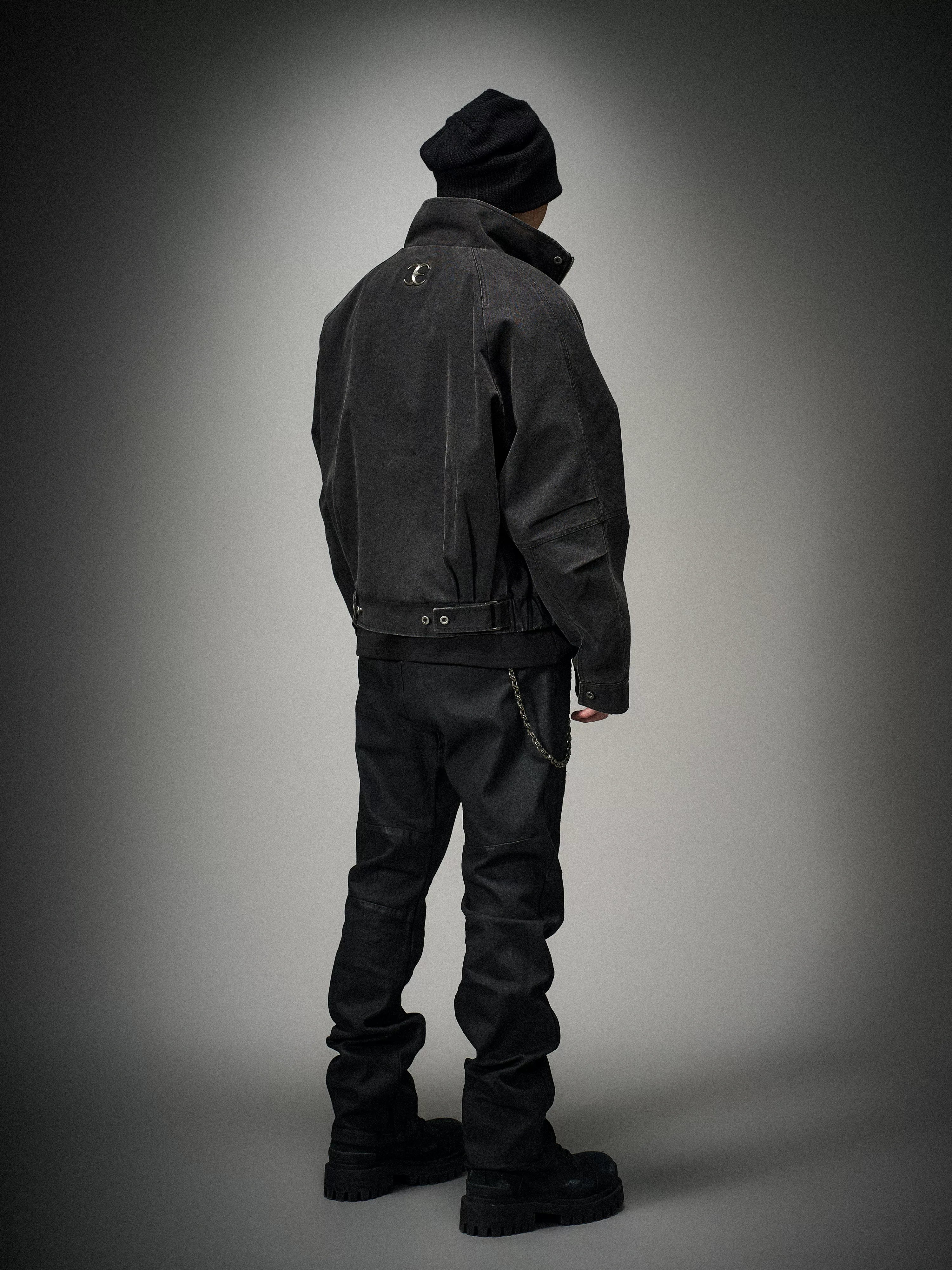 Loose Stand Collar Washed Canvas Coat