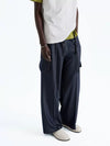 Indigo Denim-Style Drawstring Waist Cargo Pants